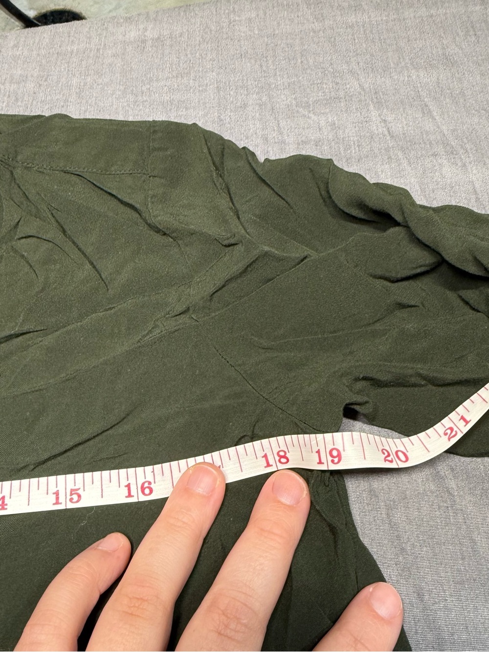 LOFT Olive Button-Up Henley Blouse - Picture 4 of 4